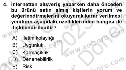 Tüketim Bilinci ve Bilinçli Tüketici Dersi 2023 - 2024 Yılı (Final) Dönem Sonu Sınav Soruları 4. Soru