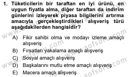 Tüketim Bilinci ve Bilinçli Tüketici Dersi 2023 - 2024 Yılı Yaz Okulu Sınav Soruları 1. Soru