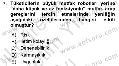 Tüketim Bilinci ve Bilinçli Tüketici Dersi 2023 - 2024 Yılı Yaz Okulu Sınav Soruları 7. Soru