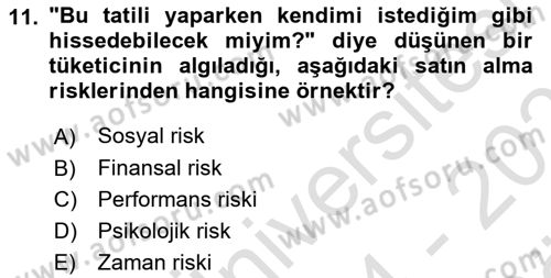 Tüketim Bilinci ve Bilinçli Tüketici Dersi 2024 - 2025 Yılı (Vize) Ara Sınav Soruları 11. Soru