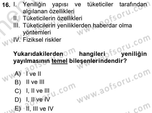 Tüketim Bilinci ve Bilinçli Tüketici Dersi 2024 - 2025 Yılı (Vize) Ara Sınav Soruları 16. Soru