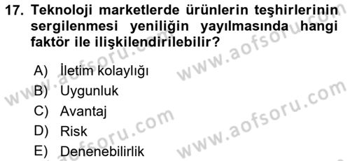Tüketim Bilinci ve Bilinçli Tüketici Dersi 2024 - 2025 Yılı (Vize) Ara Sınav Soruları 17. Soru