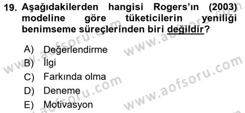 Tüketim Bilinci ve Bilinçli Tüketici Dersi 2024 - 2025 Yılı (Vize) Ara Sınav Soruları 19. Soru