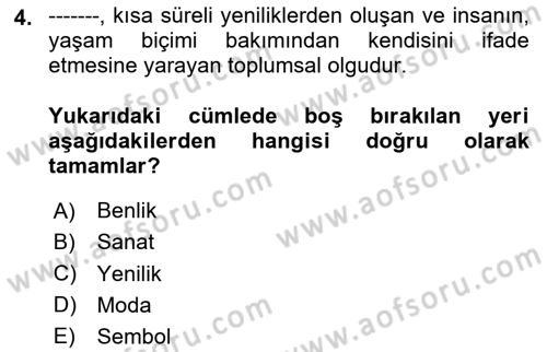 Tüketim Bilinci ve Bilinçli Tüketici Dersi 2024 - 2025 Yılı (Vize) Ara Sınav Soruları 4. Soru