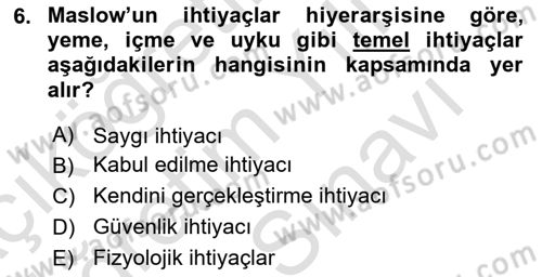 Tüketim Bilinci ve Bilinçli Tüketici Dersi 2024 - 2025 Yılı (Vize) Ara Sınav Soruları 6. Soru