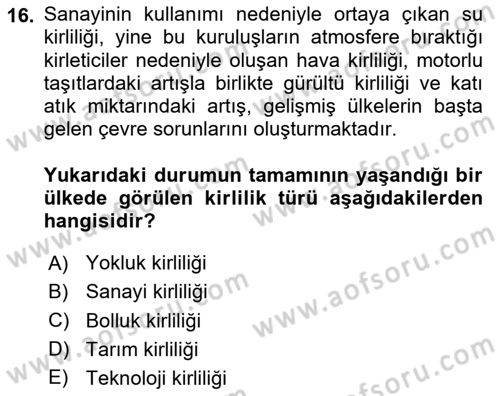 Tüketim Bilinci ve Bilinçli Tüketici Dersi 2024 - 2025 Yılı (Final) Dönem Sonu Sınav Soruları 16. Soru
