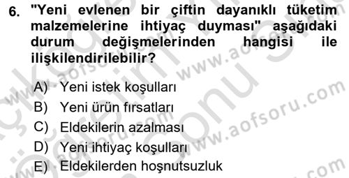 Tüketim Bilinci ve Bilinçli Tüketici Dersi 2024 - 2025 Yılı (Final) Dönem Sonu Sınav Soruları 6. Soru