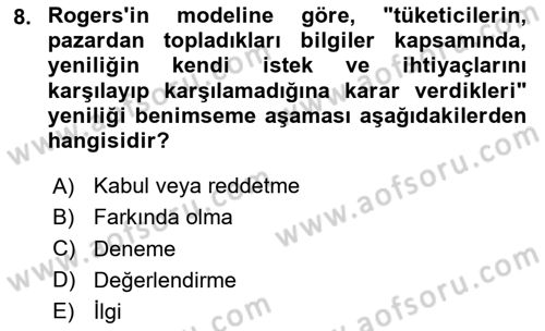 Tüketim Bilinci ve Bilinçli Tüketici Dersi 2024 - 2025 Yılı (Final) Dönem Sonu Sınav Soruları 8. Soru
