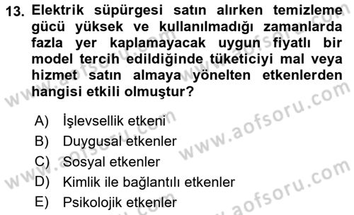 Tüketim Bilinci ve Bilinçli Tüketici Dersi 2024 - 2025 Yılı Yaz Okulu Sınav Soruları 13. Soru