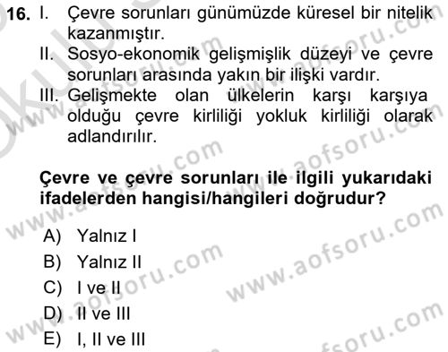Tüketim Bilinci ve Bilinçli Tüketici Dersi 2024 - 2025 Yılı Yaz Okulu Sınav Soruları 16. Soru