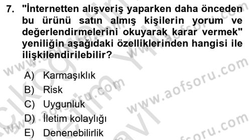Tüketim Bilinci ve Bilinçli Tüketici Dersi 2024 - 2025 Yılı Yaz Okulu Sınav Soruları 7. Soru