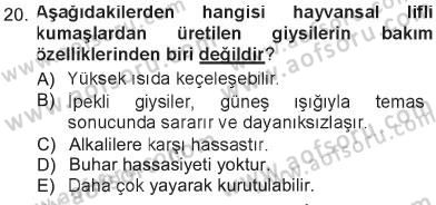 Giysi Seçimi Dersi 2012 - 2013 Yılı Tek Ders Sınav Soruları 20. Soru