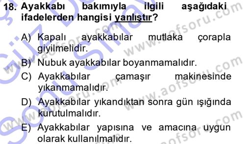 Giysi Seçimi Dersi 2013 - 2014 Yılı (Final) Dönem Sonu Sınav Soruları 18. Soru