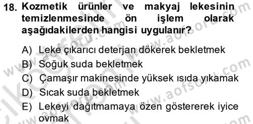 Giysi Seçimi Dersi 2013 - 2014 Yılı Tek Ders Sınav Soruları 18. Soru