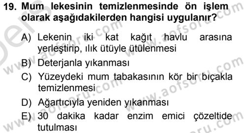 Giysi Seçimi Dersi 2013 - 2014 Yılı Tek Ders Sınav Soruları 19. Soru