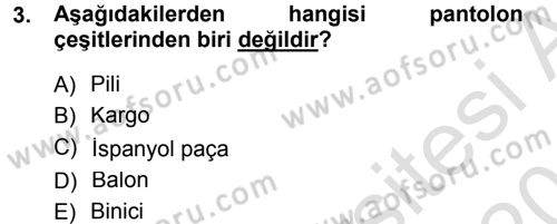 Giysi Seçimi Dersi 2013 - 2014 Yılı Tek Ders Sınav Soruları 3. Soru