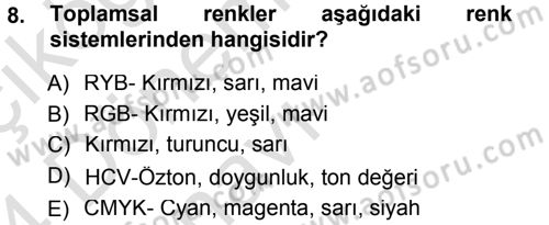 Giysi Seçimi Dersi 2013 - 2014 Yılı Tek Ders Sınav Soruları 8. Soru