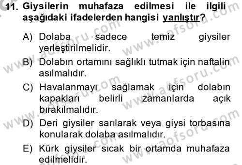 Giysi Seçimi Dersi 2014 - 2015 Yılı (Final) Dönem Sonu Sınav Soruları 11. Soru