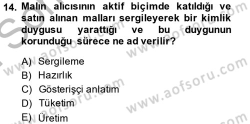 Giysi Seçimi Dersi 2014 - 2015 Yılı (Final) Dönem Sonu Sınav Soruları 14. Soru