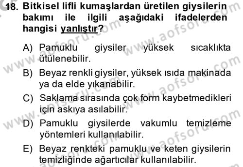 Giysi Seçimi Dersi 2014 - 2015 Yılı (Final) Dönem Sonu Sınav Soruları 18. Soru