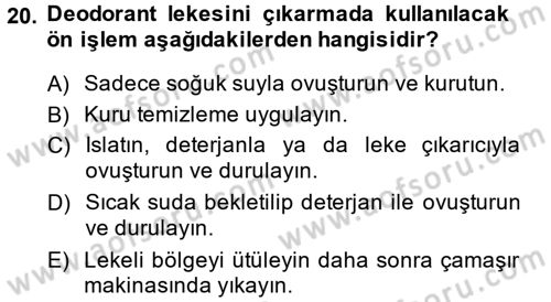 Giysi Seçimi Dersi 2014 - 2015 Yılı (Final) Dönem Sonu Sınav Soruları 20. Soru