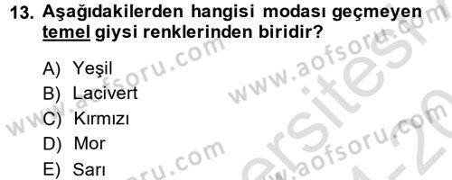 Giysi Seçimi Dersi 2014 - 2015 Yılı Tek Ders Sınav Soruları 13. Soru