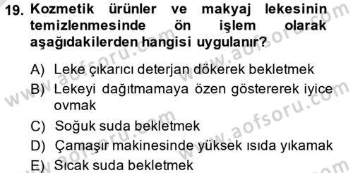 Giysi Seçimi Dersi 2014 - 2015 Yılı Tek Ders Sınav Soruları 19. Soru