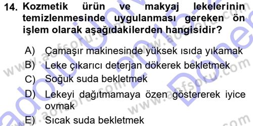 Giysi Seçimi Dersi 2015 - 2016 Yılı (Final) Dönem Sonu Sınav Soruları 14. Soru