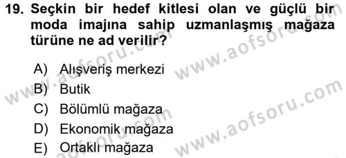 Giysi Seçimi Dersi 2015 - 2016 Yılı (Final) Dönem Sonu Sınav Soruları 19. Soru
