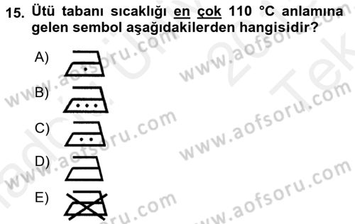 Giysi Seçimi Dersi 2015 - 2016 Yılı Tek Ders Sınav Soruları 15. Soru