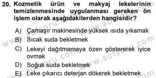 Giysi Seçimi Dersi 2015 - 2016 Yılı Tek Ders Sınav Soruları 20. Soru