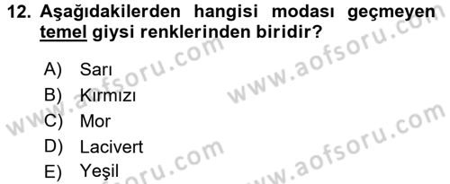 Giysi Seçimi Dersi 2016 - 2017 Yılı 3 Ders Sınav Soruları 12. Soru