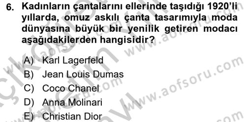 Giysi Seçimi Dersi 2016 - 2017 Yılı 3 Ders Sınav Soruları 6. Soru