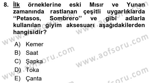 Giysi Seçimi Dersi 2016 - 2017 Yılı 3 Ders Sınav Soruları 8. Soru