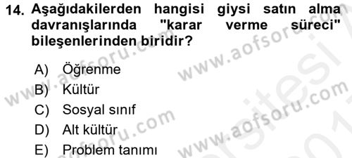 Giysi Seçimi Dersi 2016 - 2017 Yılı (Final) Dönem Sonu Sınav Soruları 14. Soru