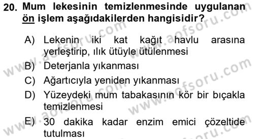 Giysi Seçimi Dersi 2016 - 2017 Yılı (Final) Dönem Sonu Sınav Soruları 20. Soru