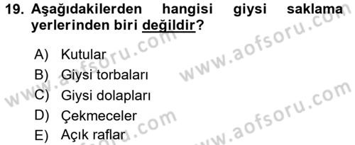 Giysi Seçimi Dersi 2017 - 2018 Yılı 3 Ders Sınav Soruları 19. Soru