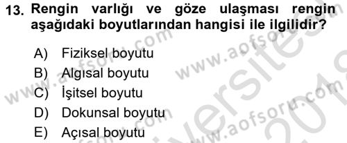 Giysi Seçimi Dersi 2017 - 2018 Yılı (Vize) Ara Sınav Soruları 13. Soru