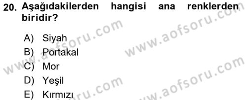 Giysi Seçimi Dersi 2017 - 2018 Yılı (Vize) Ara Sınav Soruları 20. Soru