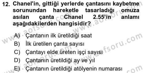 Giysi Seçimi Dersi 2017 - 2018 Yılı (Final) Dönem Sonu Sınav Soruları 12. Soru