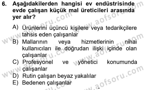 Ev Endüstrisi Dersi 2012 - 2013 Yılı (Vize) Ara Sınavı 6. Soru