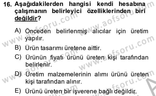Ev Endüstrisi Dersi 2013 - 2014 Yılı (Vize) Ara Sınav Soruları 16. Soru