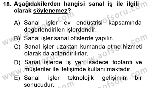 Ev Endüstrisi Dersi 2013 - 2014 Yılı (Vize) Ara Sınav Soruları 18. Soru