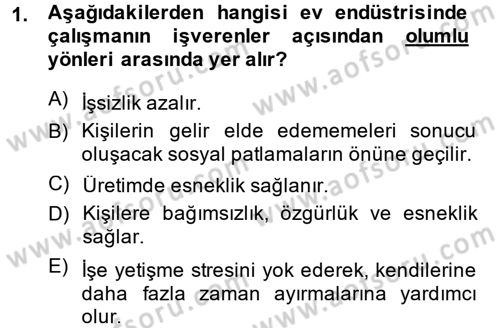 Ev Endüstrisi Dersi 2013 - 2014 Yılı (Final) Dönem Sonu Sınav Soruları 1. Soru