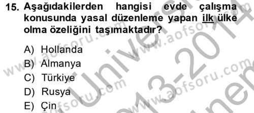 Ev Endüstrisi Dersi 2013 - 2014 Yılı (Final) Dönem Sonu Sınav Soruları 15. Soru