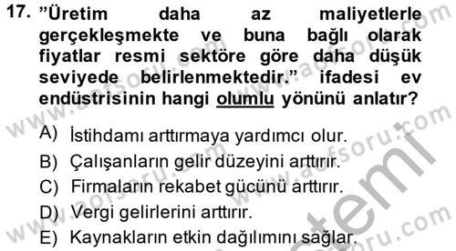 Ev Endüstrisi Dersi 2013 - 2014 Yılı (Final) Dönem Sonu Sınav Soruları 17. Soru