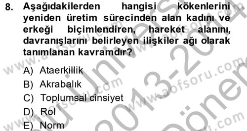 Ev Endüstrisi Dersi 2013 - 2014 Yılı (Final) Dönem Sonu Sınav Soruları 8. Soru