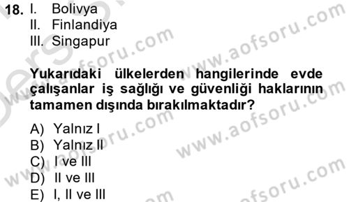 Ev Endüstrisi Dersi 2013 - 2014 Yılı Tek Ders Sınav Soruları 18. Soru