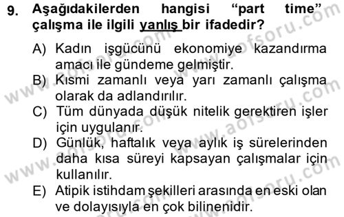 Ev Endüstrisi Dersi 2013 - 2014 Yılı Tek Ders Sınav Soruları 9. Soru