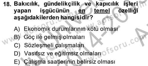 Ev Endüstrisi Dersi 2014 - 2015 Yılı (Vize) Ara Sınav Soruları 18. Soru